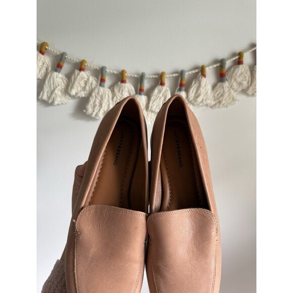 Lucky Brand Laurien Leather Slip On Loafer Cognac Brown Square Toe Preppy 9.5 - Picture 4 of 7